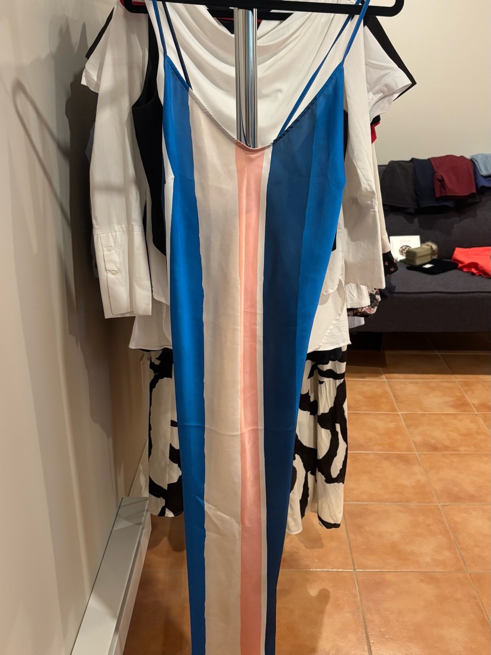 H&M Striped Midi Slip Dress